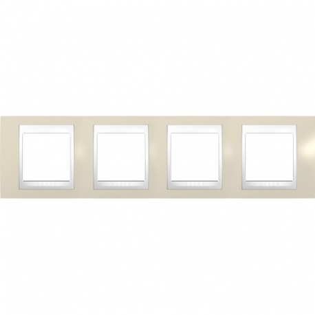 Рамка 4-я Unica Хамелеон Песчаный/Белый для горизонтального монтажа