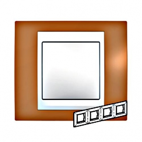 Рамка 4-я Unica Хамелеон Оранжевый/Белый для горизонтального монтажа