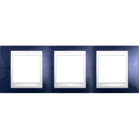 Рамка 3-я Unica Хамелеон Индиго/Белый для горизонтального монтажа