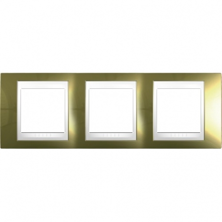 Рамка 3-я Unica Хамелеон Золото/Белый для горизонтального монтажа