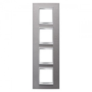 Gewiss LUX INT. РАМКА 2+2+ 2+2 ВЕРТ. МОДУЛЯ, МАТОВАЯ НЕРЖАВЕЮЩАЯ СТАЛЬ
