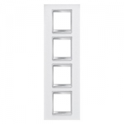 Gewiss LUX INT. РАМКА 2+2+ 2+2 ВЕРТ. МОДУЛЯ, КОЖА, БЕЛЫЙ