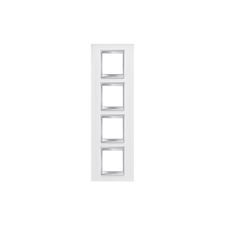 Gewiss LUX INT. РАМКА 2+2+ 2+2 ВЕРТ. МОДУЛЯ, КОЖА, БЕЛЫЙ