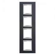 Gewiss LUX INT. РАМКА 2+2+ 2+2 ВЕРТ. МОДУЛЯ, КОЖА, ЧЕРНЫЙ