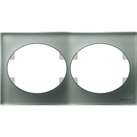 Рамка двухместная горизонтальная ABB Tacto (серебрянное стекло)