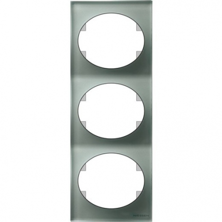 Рамка трехместная вертикальная ABB Tacto (серебрянное стекло)