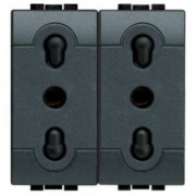 Блок из двух розеток LivingLight 2К+3, 10/16 А, 250В, расст. между центрами отверстий 19 мм и 26 мм, закрытого типа, 2 модуля