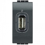 USB розетка 5B 750 мА для зарядки, 230 В, Axolute антрацит 1 модуль