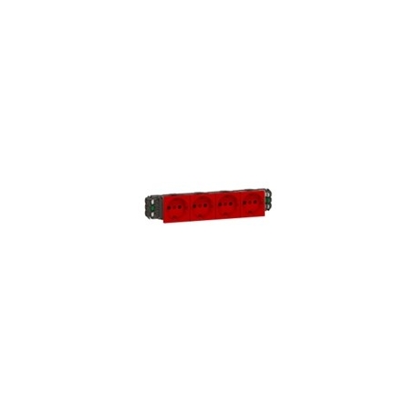 Розетка четверная с заземлением и механической блокировкой, для кабель-каналов DLP, Легранд Мозаик (красная)