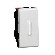 Выключатель кнопочный перекидной с подсветкой, 1-модульный, Legrand Mosaic, 6А (алюминий)