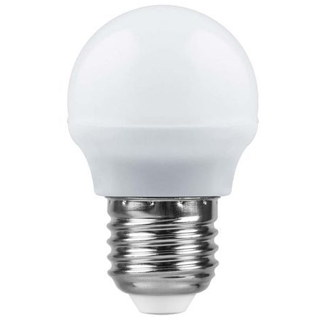 Лампа LED 5вт Е27 теплый матовый шар (SBG4505) SAFFIT