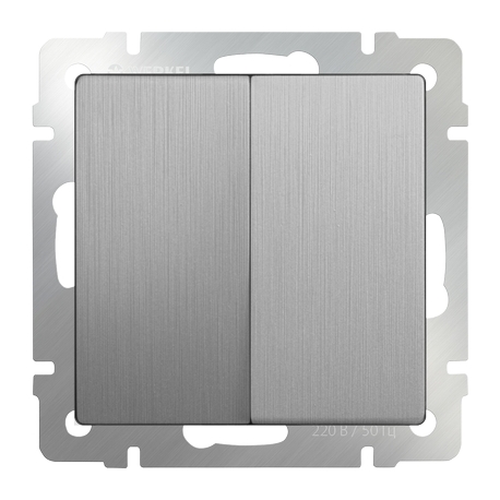 Выключатель двухклавишный серебряный рифленый Werkel a035655 WL09-SW-2G