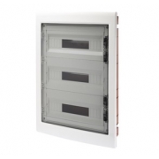 Gewiss Встраиваемый распределительный щиток с прозр. дымчатой дверцей, с прорезями и съемной рамой, белый, 54 (18х3) мод, IP40
