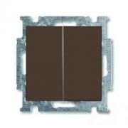 Выключатель двухклавишный ABB Basic 55, шато-черный