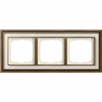 Рамка ABB Dynasty трехместная (латунь античная, белое стекло)